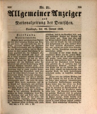 Allgemeiner Anzeiger und Nationalzeitung der Deutschen (Allgemeiner Anzeiger der Deutschen) Dienstag 22. Januar 1839