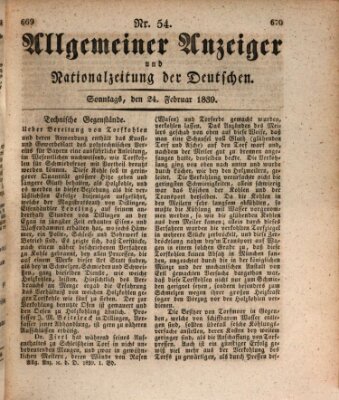 Allgemeiner Anzeiger und Nationalzeitung der Deutschen (Allgemeiner Anzeiger der Deutschen) Sonntag 24. Februar 1839