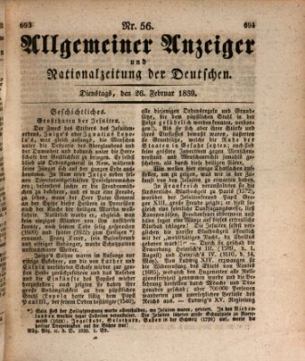 Allgemeiner Anzeiger und Nationalzeitung der Deutschen (Allgemeiner Anzeiger der Deutschen) Dienstag 26. Februar 1839