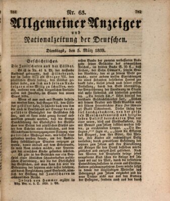 Allgemeiner Anzeiger und Nationalzeitung der Deutschen (Allgemeiner Anzeiger der Deutschen) Dienstag 5. März 1839