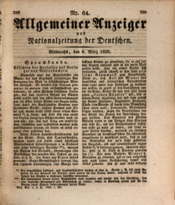 Allgemeiner Anzeiger und Nationalzeitung der Deutschen (Allgemeiner Anzeiger der Deutschen) Mittwoch 6. März 1839