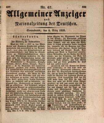 Allgemeiner Anzeiger und Nationalzeitung der Deutschen (Allgemeiner Anzeiger der Deutschen) Samstag 9. März 1839