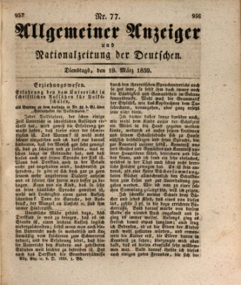 Allgemeiner Anzeiger und Nationalzeitung der Deutschen (Allgemeiner Anzeiger der Deutschen) Dienstag 19. März 1839