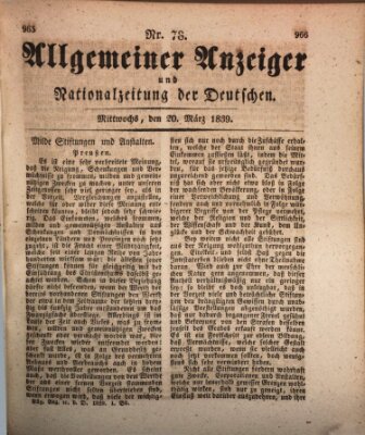 Allgemeiner Anzeiger und Nationalzeitung der Deutschen (Allgemeiner Anzeiger der Deutschen) Mittwoch 20. März 1839