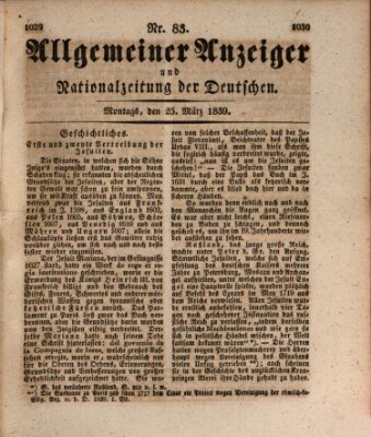 Allgemeiner Anzeiger und Nationalzeitung der Deutschen (Allgemeiner Anzeiger der Deutschen) Montag 25. März 1839