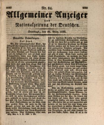 Allgemeiner Anzeiger und Nationalzeitung der Deutschen (Allgemeiner Anzeiger der Deutschen) Dienstag 26. März 1839