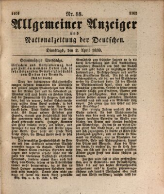 Allgemeiner Anzeiger und Nationalzeitung der Deutschen (Allgemeiner Anzeiger der Deutschen) Dienstag 2. April 1839