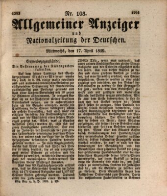 Allgemeiner Anzeiger und Nationalzeitung der Deutschen (Allgemeiner Anzeiger der Deutschen) Mittwoch 17. April 1839