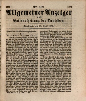 Allgemeiner Anzeiger und Nationalzeitung der Deutschen (Allgemeiner Anzeiger der Deutschen) Dienstag 23. April 1839