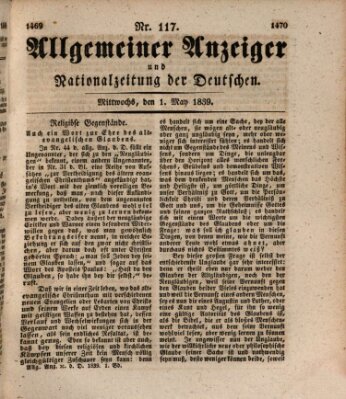 Allgemeiner Anzeiger und Nationalzeitung der Deutschen (Allgemeiner Anzeiger der Deutschen) Mittwoch 1. Mai 1839