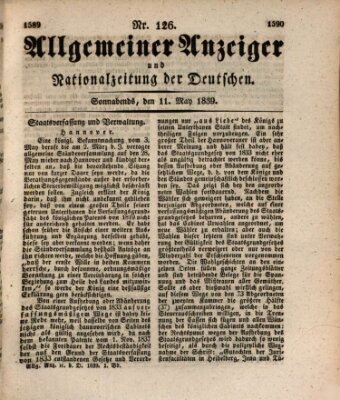 Allgemeiner Anzeiger und Nationalzeitung der Deutschen (Allgemeiner Anzeiger der Deutschen) Samstag 11. Mai 1839