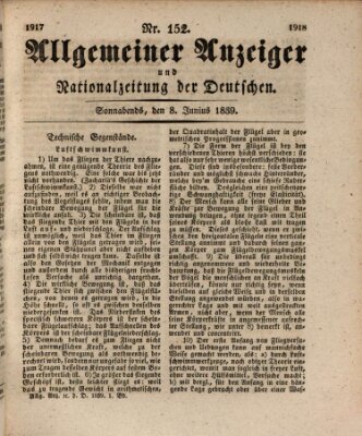 Allgemeiner Anzeiger und Nationalzeitung der Deutschen (Allgemeiner Anzeiger der Deutschen) Samstag 8. Juni 1839