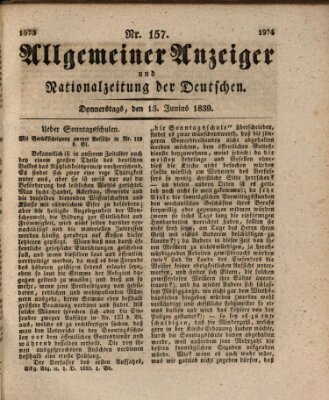 Allgemeiner Anzeiger und Nationalzeitung der Deutschen (Allgemeiner Anzeiger der Deutschen) Donnerstag 13. Juni 1839