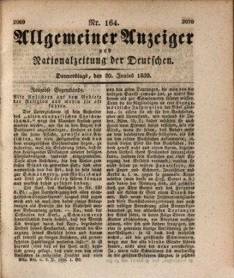 Allgemeiner Anzeiger und Nationalzeitung der Deutschen (Allgemeiner Anzeiger der Deutschen) Donnerstag 20. Juni 1839