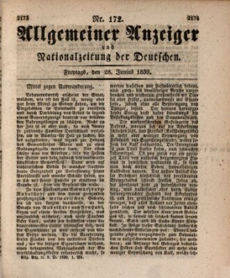 Allgemeiner Anzeiger und Nationalzeitung der Deutschen (Allgemeiner Anzeiger der Deutschen) Freitag 28. Juni 1839