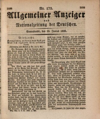 Allgemeiner Anzeiger und Nationalzeitung der Deutschen (Allgemeiner Anzeiger der Deutschen) Samstag 29. Juni 1839