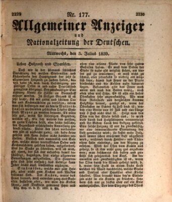 Allgemeiner Anzeiger und Nationalzeitung der Deutschen (Allgemeiner Anzeiger der Deutschen) Mittwoch 3. Juli 1839