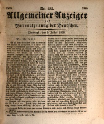 Allgemeiner Anzeiger und Nationalzeitung der Deutschen (Allgemeiner Anzeiger der Deutschen) Dienstag 9. Juli 1839