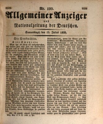 Allgemeiner Anzeiger und Nationalzeitung der Deutschen (Allgemeiner Anzeiger der Deutschen) Donnerstag 25. Juli 1839