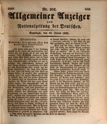 Allgemeiner Anzeiger und Nationalzeitung der Deutschen (Allgemeiner Anzeiger der Deutschen) Sonntag 28. Juli 1839