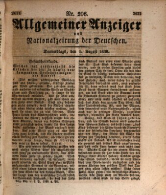 Allgemeiner Anzeiger und Nationalzeitung der Deutschen (Allgemeiner Anzeiger der Deutschen) Donnerstag 1. August 1839