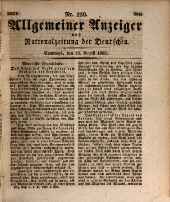 Allgemeiner Anzeiger und Nationalzeitung der Deutschen (Allgemeiner Anzeiger der Deutschen) Sonntag 25. August 1839