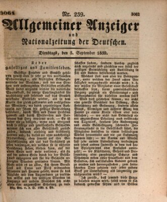 Allgemeiner Anzeiger und Nationalzeitung der Deutschen (Allgemeiner Anzeiger der Deutschen) Dienstag 3. September 1839