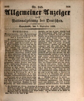 Allgemeiner Anzeiger und Nationalzeitung der Deutschen (Allgemeiner Anzeiger der Deutschen) Samstag 7. September 1839