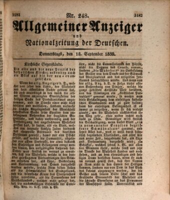 Allgemeiner Anzeiger und Nationalzeitung der Deutschen (Allgemeiner Anzeiger der Deutschen) Donnerstag 12. September 1839