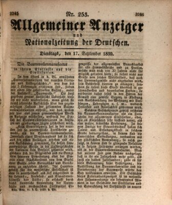 Allgemeiner Anzeiger und Nationalzeitung der Deutschen (Allgemeiner Anzeiger der Deutschen) Dienstag 17. September 1839