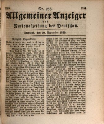 Allgemeiner Anzeiger und Nationalzeitung der Deutschen (Allgemeiner Anzeiger der Deutschen) Freitag 20. September 1839