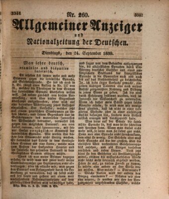 Allgemeiner Anzeiger und Nationalzeitung der Deutschen (Allgemeiner Anzeiger der Deutschen) Dienstag 24. September 1839