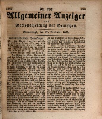 Allgemeiner Anzeiger und Nationalzeitung der Deutschen (Allgemeiner Anzeiger der Deutschen) Donnerstag 26. September 1839