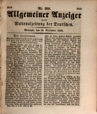 Allgemeiner Anzeiger und Nationalzeitung der Deutschen (Allgemeiner Anzeiger der Deutschen) Montag 30. September 1839