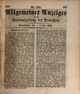 Allgemeiner Anzeiger und Nationalzeitung der Deutschen (Allgemeiner Anzeiger der Deutschen) Donnerstag 3. Oktober 1839