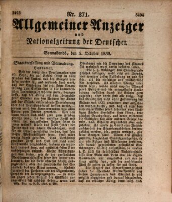 Allgemeiner Anzeiger und Nationalzeitung der Deutschen (Allgemeiner Anzeiger der Deutschen) Samstag 5. Oktober 1839