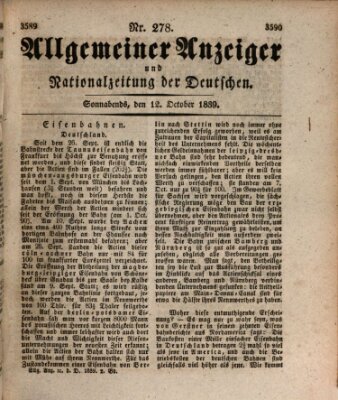 Allgemeiner Anzeiger und Nationalzeitung der Deutschen (Allgemeiner Anzeiger der Deutschen) Samstag 12. Oktober 1839