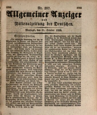 Allgemeiner Anzeiger und Nationalzeitung der Deutschen (Allgemeiner Anzeiger der Deutschen) Montag 21. Oktober 1839