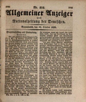 Allgemeiner Anzeiger und Nationalzeitung der Deutschen (Allgemeiner Anzeiger der Deutschen) Samstag 26. Oktober 1839