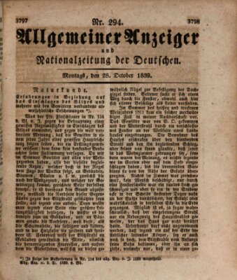 Allgemeiner Anzeiger und Nationalzeitung der Deutschen (Allgemeiner Anzeiger der Deutschen) Montag 28. Oktober 1839