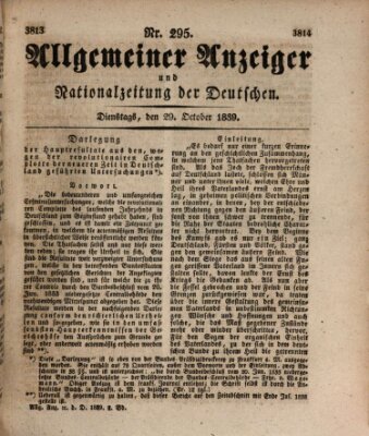 Allgemeiner Anzeiger und Nationalzeitung der Deutschen (Allgemeiner Anzeiger der Deutschen) Dienstag 29. Oktober 1839