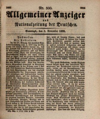 Allgemeiner Anzeiger und Nationalzeitung der Deutschen (Allgemeiner Anzeiger der Deutschen) Sonntag 3. November 1839