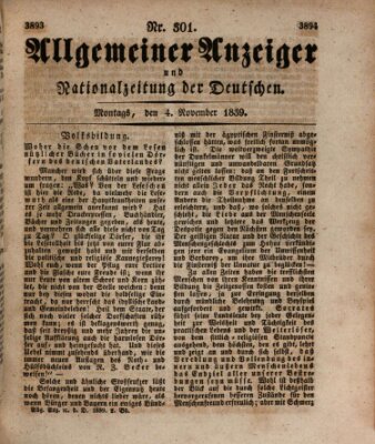 Allgemeiner Anzeiger und Nationalzeitung der Deutschen (Allgemeiner Anzeiger der Deutschen) Montag 4. November 1839