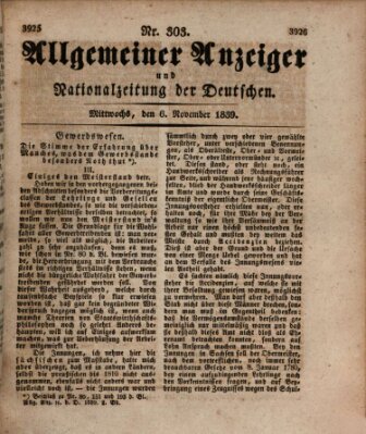 Allgemeiner Anzeiger und Nationalzeitung der Deutschen (Allgemeiner Anzeiger der Deutschen) Mittwoch 6. November 1839