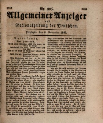 Allgemeiner Anzeiger und Nationalzeitung der Deutschen (Allgemeiner Anzeiger der Deutschen) Freitag 8. November 1839