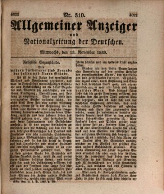 Allgemeiner Anzeiger und Nationalzeitung der Deutschen (Allgemeiner Anzeiger der Deutschen) Mittwoch 13. November 1839