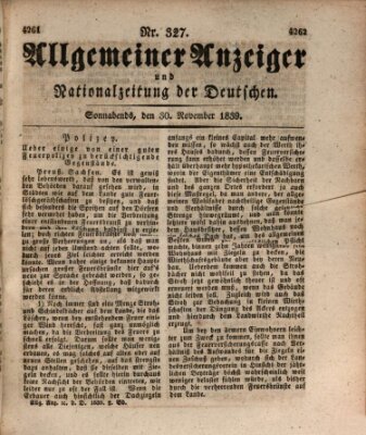 Allgemeiner Anzeiger und Nationalzeitung der Deutschen (Allgemeiner Anzeiger der Deutschen) Samstag 30. November 1839