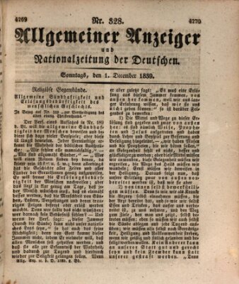 Allgemeiner Anzeiger und Nationalzeitung der Deutschen (Allgemeiner Anzeiger der Deutschen) Sonntag 1. Dezember 1839