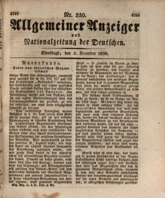 Allgemeiner Anzeiger und Nationalzeitung der Deutschen (Allgemeiner Anzeiger der Deutschen) Dienstag 3. Dezember 1839