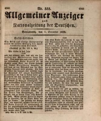 Allgemeiner Anzeiger und Nationalzeitung der Deutschen (Allgemeiner Anzeiger der Deutschen) Samstag 7. Dezember 1839